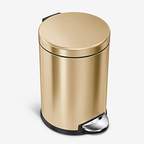 simplehuman 4.5 Liter / 1.2 Gallon, Round Bathroom Step Trash Can, Brass Stainless Steel | Amazon (US)