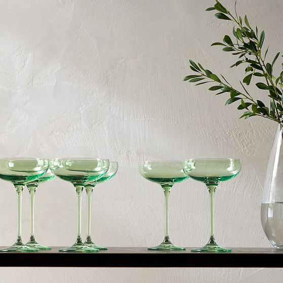 Estelle Colored Champagne Coupe Glass, Mint Green, Set of 6 | West Elm (US)