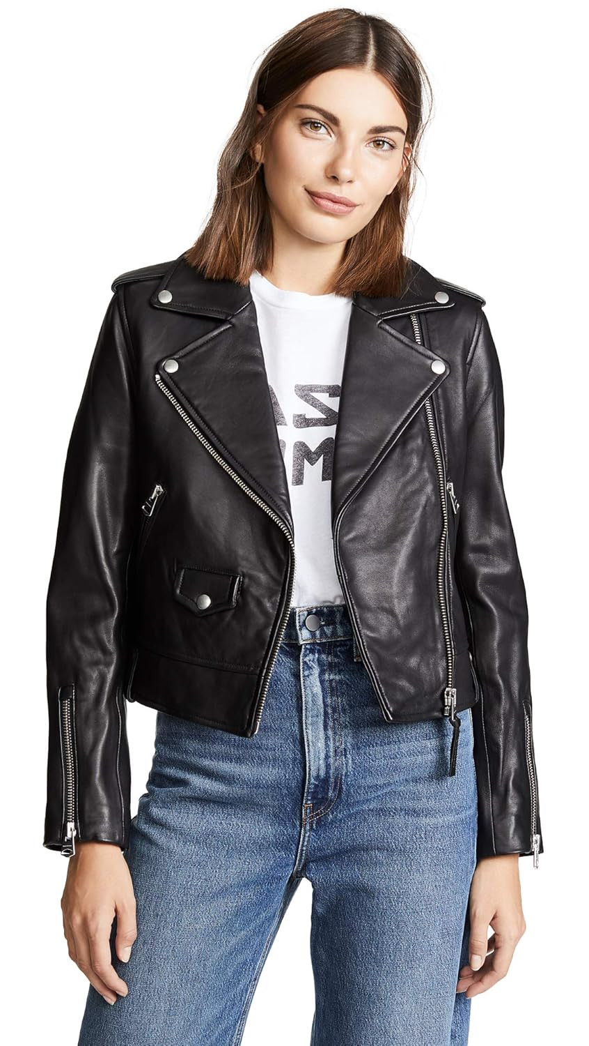 Mackage Women's Baya Classic Moto Jacket with Nickel Hardware | Amazon (US)