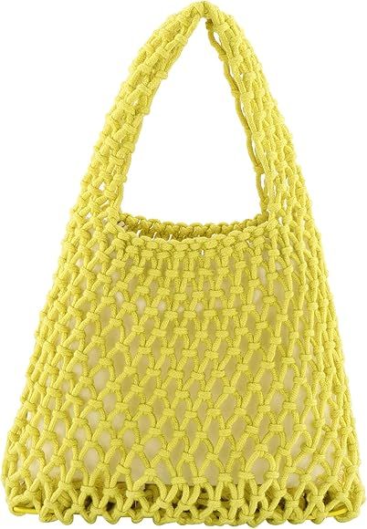 Ayliss Women Mini Clutch Handbag Tote Cotton Crochet Bucket Top-handle Drawstring Beach Woven Fis... | Amazon (US)