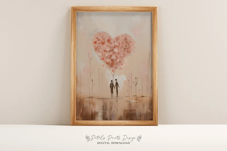 Valentines Day Red Pink Heart Print Valentine Printable Art Valentine Wall Art Watercolor Valenti... | Etsy (US)