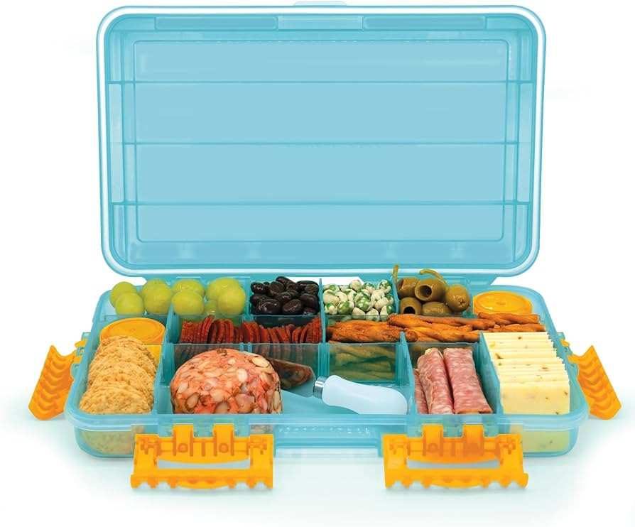 Charcuterie Safe By SubSafe - Waterproof Tackle Box Container Keeps Snacks Fresh & Dry On the Go - Fill With Meats, Cheese, Nuts - Perfect for the Boat, Beach, Parties & Tailgating - BPA Free – Blue | Amazon (US)