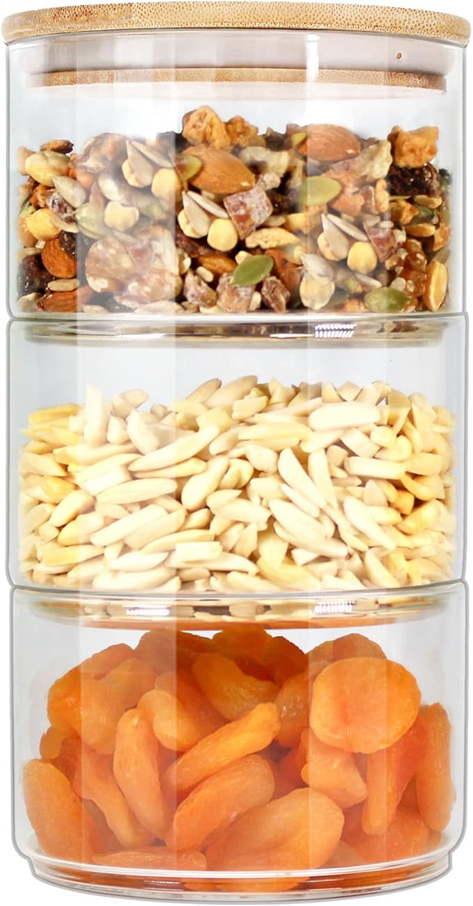 Glass Jar with Bamboo Lids Urban Green, Glass food Storage Containers, Glass Canister set, Glass ... | Amazon (US)