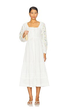 Damson Madder Junia Midi Dress in Embroidered from Revolve.com | Revolve Clothing (Global)
