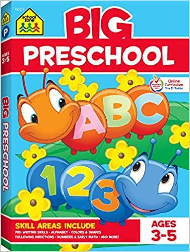 School Zone - Big Preschool Workbook - Ages 3 - 5, Colors, Shapes, Numbers 1-10, Alphabet, Pre-Wr... | Amazon (US)
