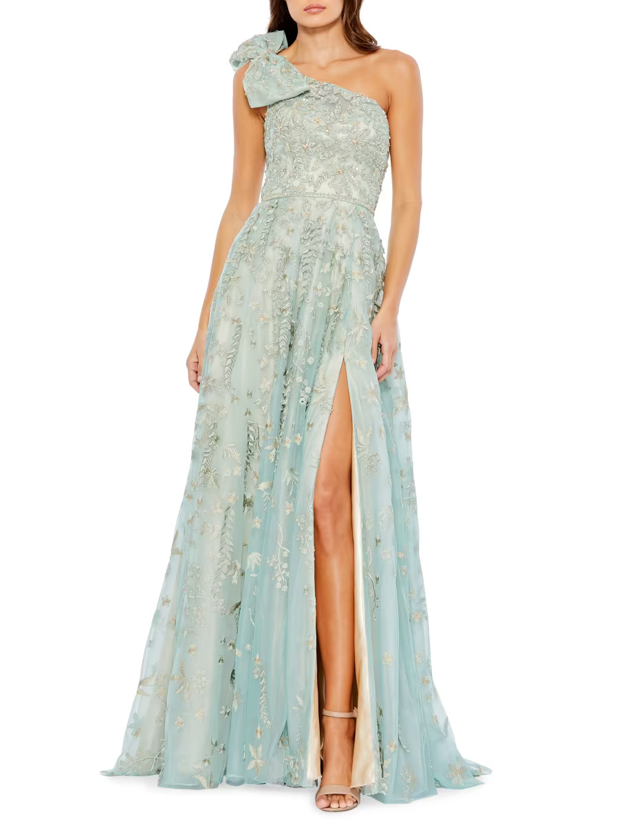 Asymmetric Embellished Tulle A-Line Gown | Saks Fifth Avenue