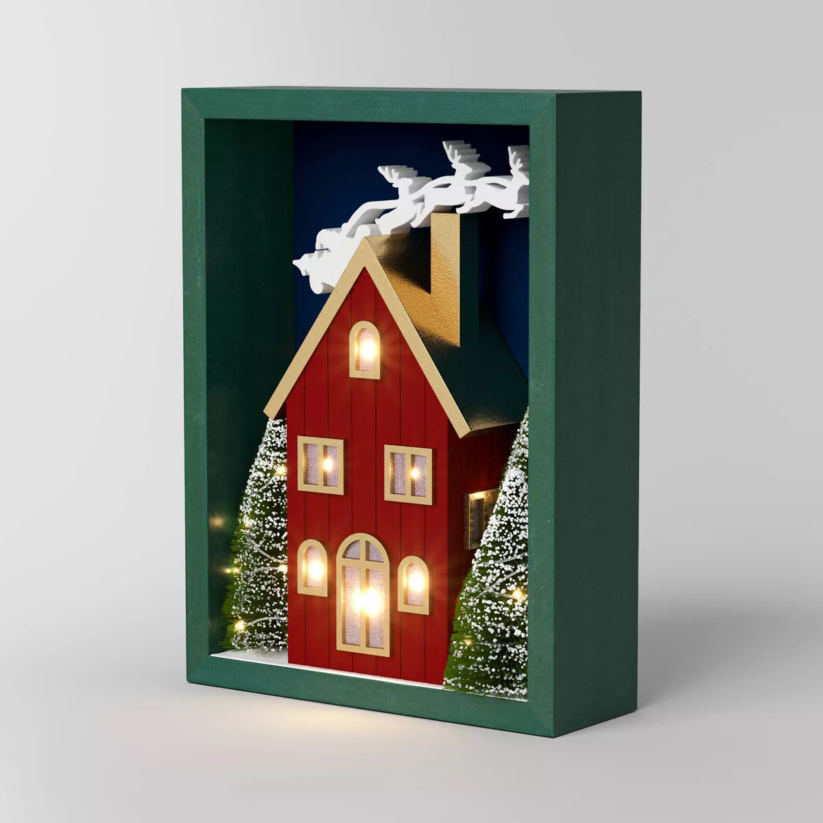 Lit Wood House Shadow Box Christmas Figurine - Wondershop™ | Target