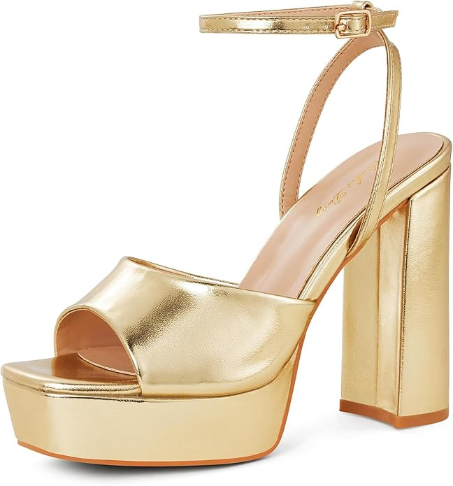 Elisabet Tang Chunky Heeled Platform Sandals for Women,4.7 Inch Block Heels with Open Toe Ankle S... | Amazon (US)