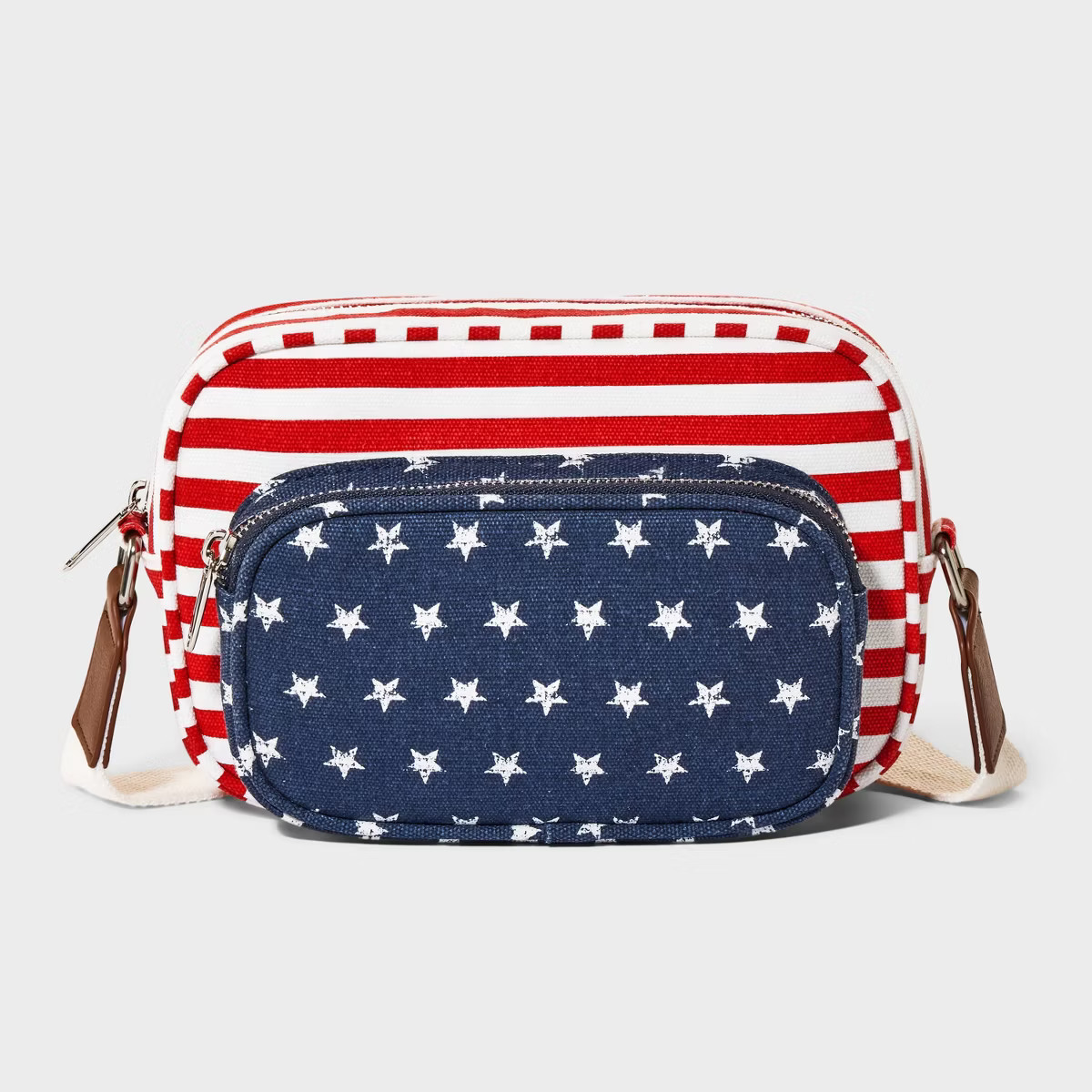Americana Camera Crossbody Bag - Mad Love Blue/Red | Target