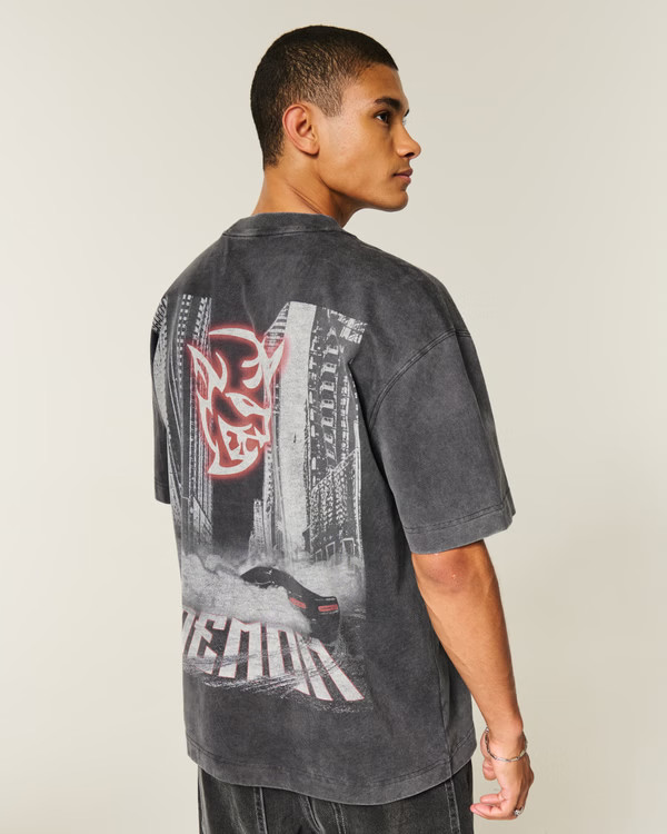 Men's Boxy Heavyweight Dodge Demon Graphic Tee | Men's Graphics Shop | HollisterCo.com | Hollister (US)
