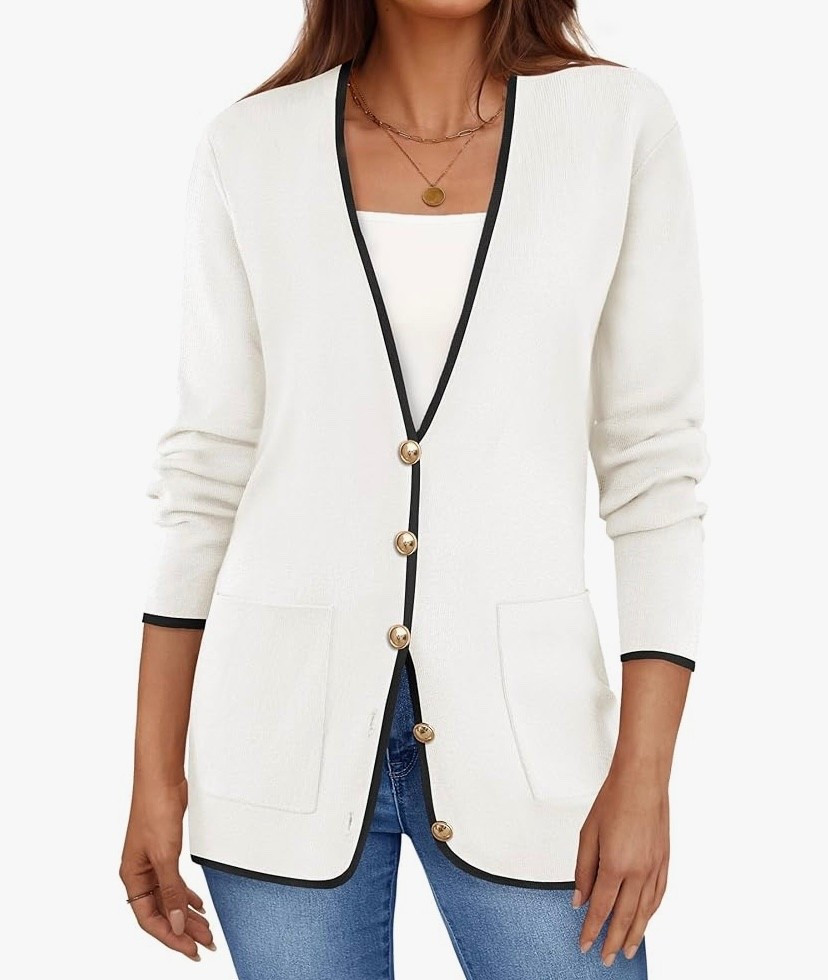 $19 gold button long cardigan. Lots of colors! Fall style. Affordable fashion. Work wear. Office looks  

#LTKWorkwear #LTKFindsUnder50 #LTKStyleTip