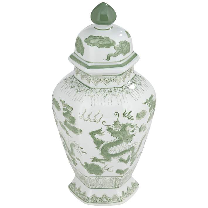 Sansui Green and White Ceramic Ginger Jars Set of 2 | Lamps Plus