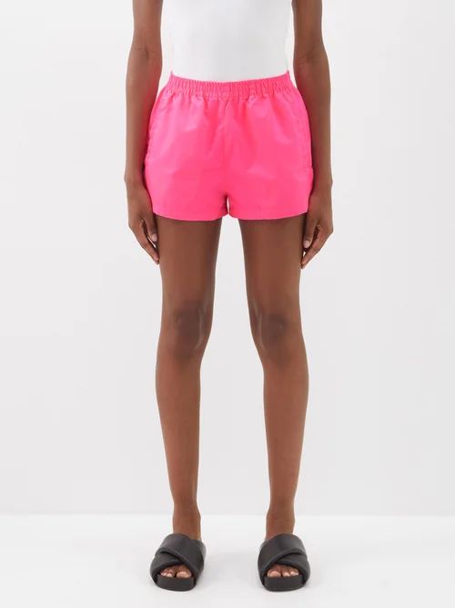 The Frankie Shop - Perla Elasticated-waist Twill Shorts - Womens - Pink | Matches (US)