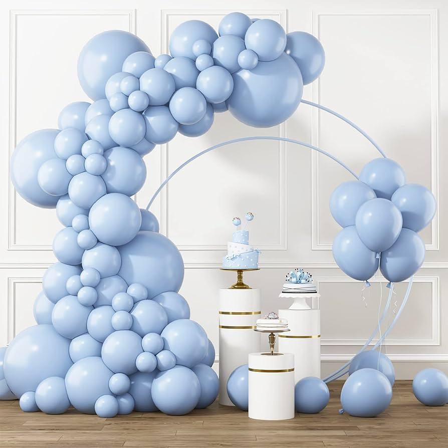RUBFAC Pastel Blue Balloons Different Sizes 105pcs 5/10/12/18 Inch for Garland Arch, Light Blue L... | Amazon (US)