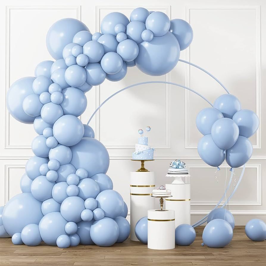 RUBFAC Pastel Blue Balloons Different Sizes 105pcs 5/10/12/18 Inch for Garland Arch, Light Blue L... | Amazon (US)