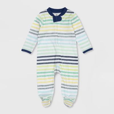 Honest Baby Boys' Organic Cotton Rainbow Striped Sleep N' Play - Blue | Target