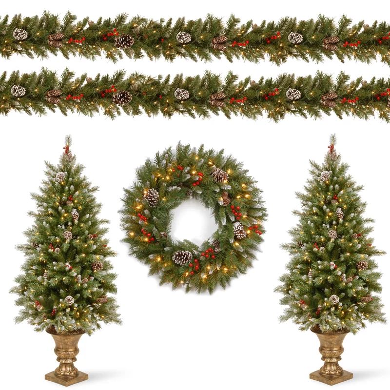 Frosted Berry 4' Lighted Artificial Pine Christmas Tree | Wayfair North America