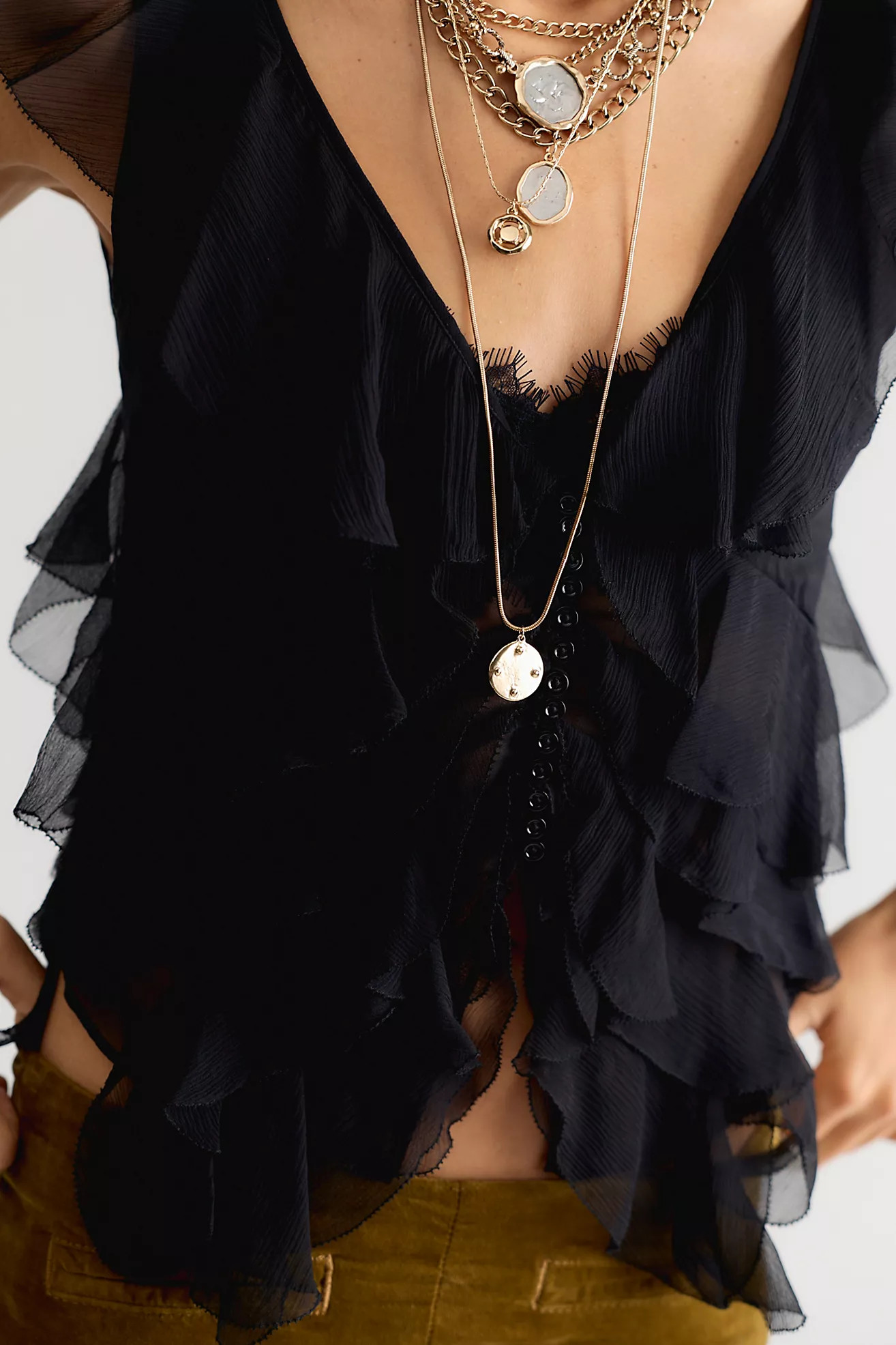 LoveShackFancy Elvareen Silk Ruffle Top | Free People (Global - UK&FR Excluded)