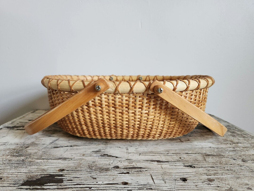 Nantucket Style Oval Gathering Basket Double Swing Handle 12" | Etsy (US)