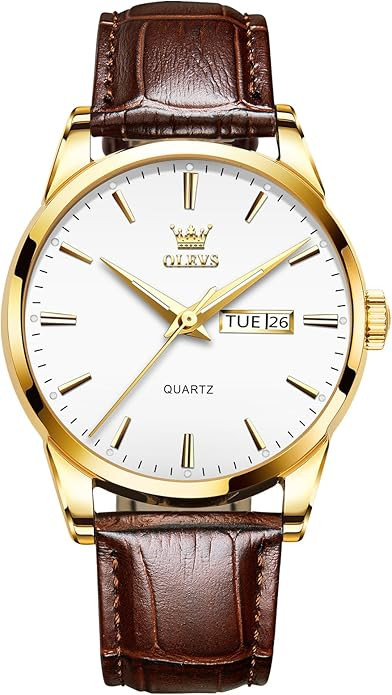 QBAIZI Men's Casual Leather Watch, Easy to Read Three-Hand Analog Stainless Steel Watches for Men... | Amazon (US)