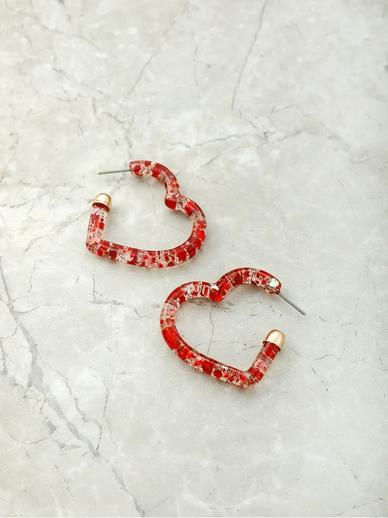 Way to Celebrate Valentine's Day Open Heart Hoop Earrings, 1 Pair | Walmart (US)