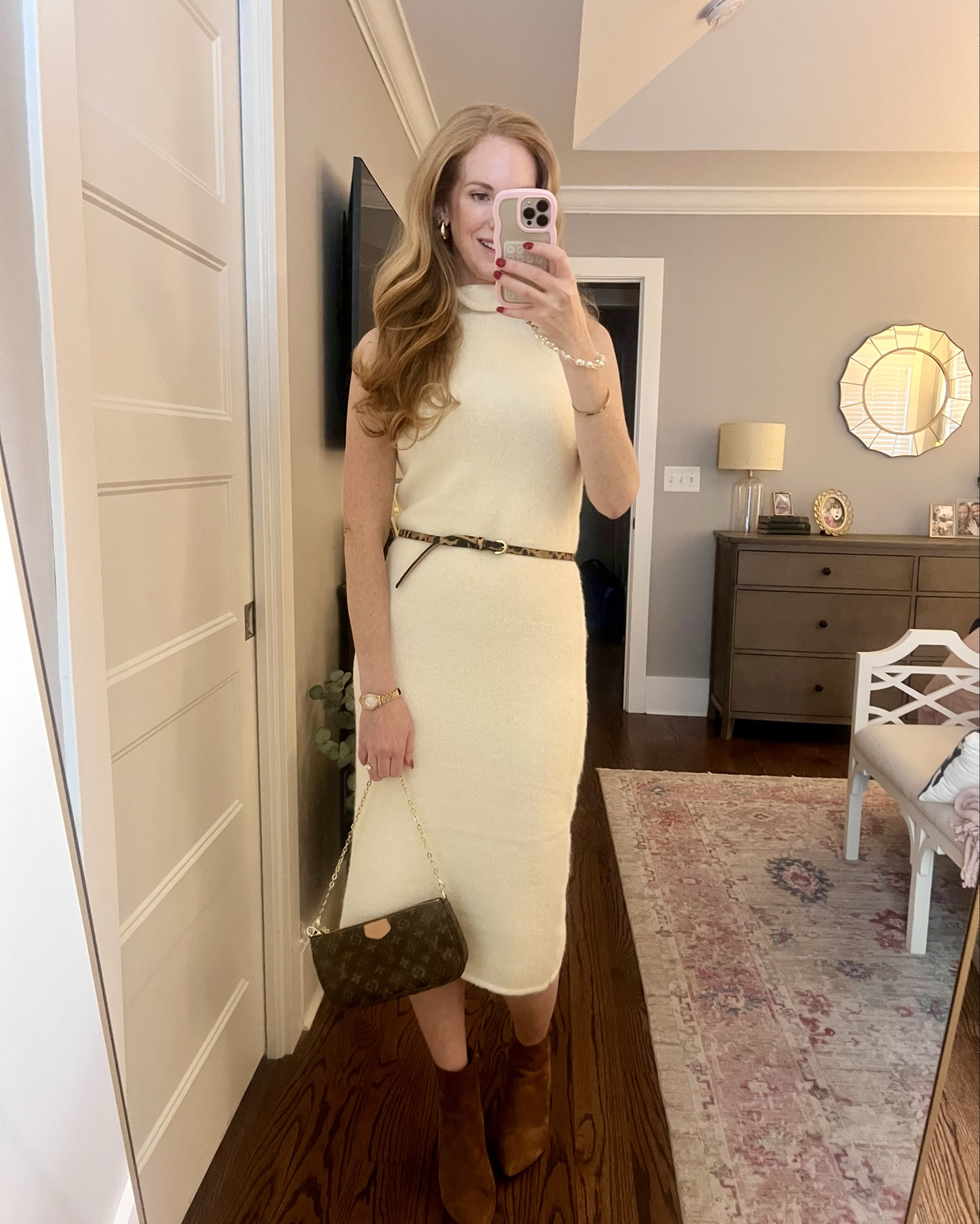 This mock turtleneck sleeveless sweater dress from Target is sooooo good!! It’s great alone or would be perfect with a blazer or jean jacket. 
I had to add a little touch of leotard too with this skinny belt!Leo

#LTKFindsUnder50 #LTKOver40 #LTKSeasonal