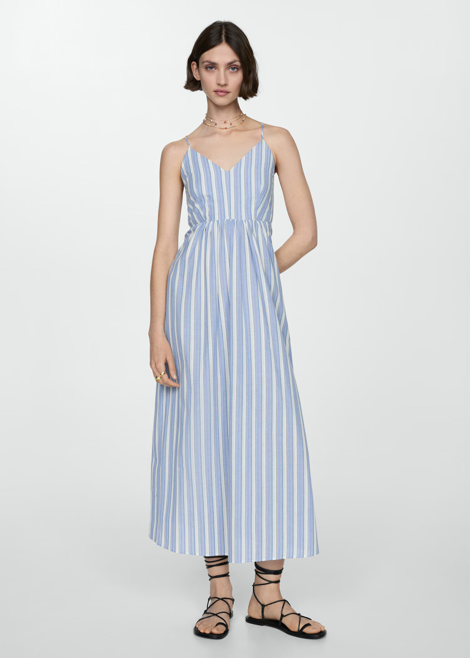 Cut-out back striped dress | MANGO (US)