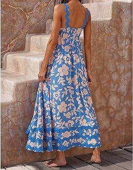 Women's Halter Dress Floral Casual Beach Dress Ankle-Length Halter Dress Spring Summer Fall | Amazon (US)