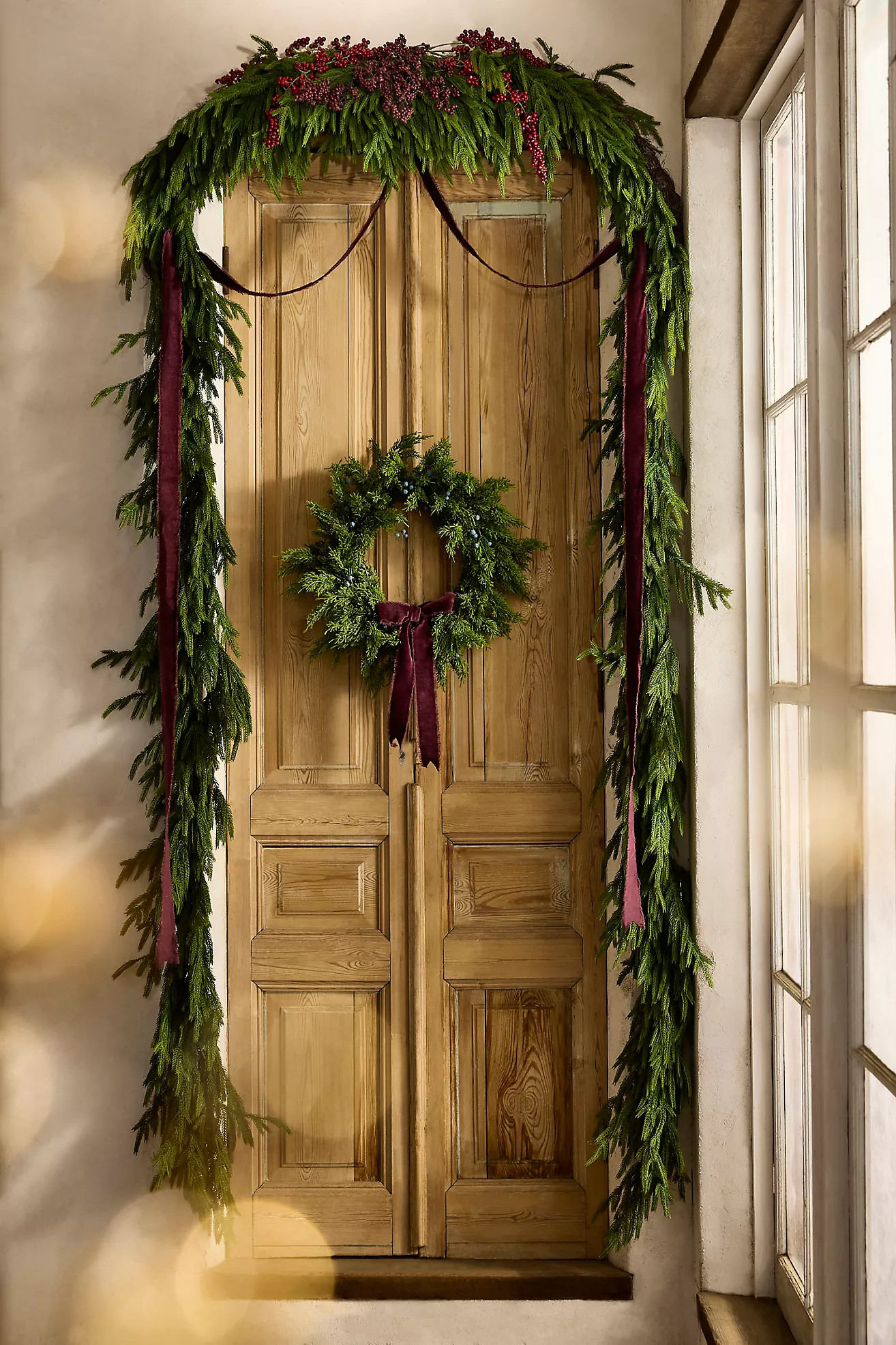 Faux Norfolk Pine Arch Garland, 18\u2019 | Anthropologie (US)