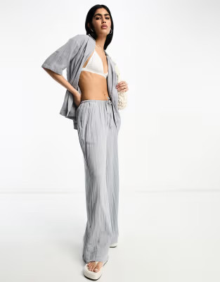 ASOS DESIGN cheesecloth pull on trouser in grey co-ord | ASOS (Global)