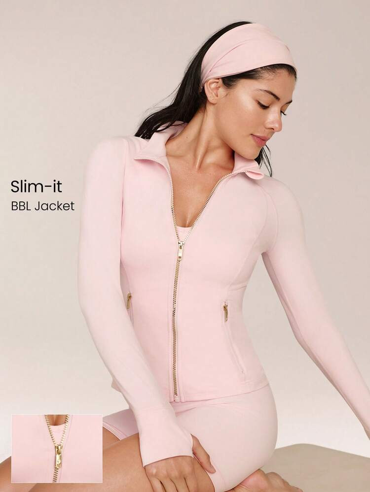 GLOWMODE FeatherFit\u2122 Slim-It Streamline Performance Secure Pockets Zip Up Long Sleeve Jacket... | SHEIN