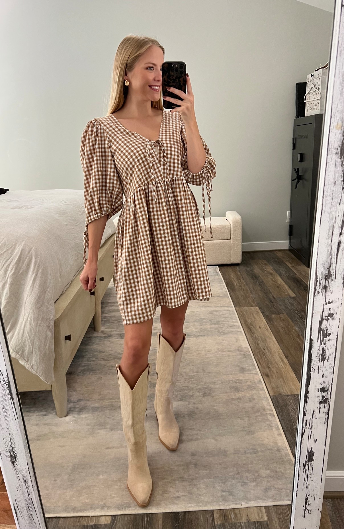 The perfect dress for fall! 
Amazon ootd 
Affordable outfits 
Amazon fashion 
Pumpkin patch outfit 
Fall outfit 
Mom outfit 
Casual fall dress 
Cowboy boots 
Fall shoes 
Fall boots 
Amazon sale 
Prime deals 

#LTKSeasonal #LTKStyleTip #LTKShoeCrush