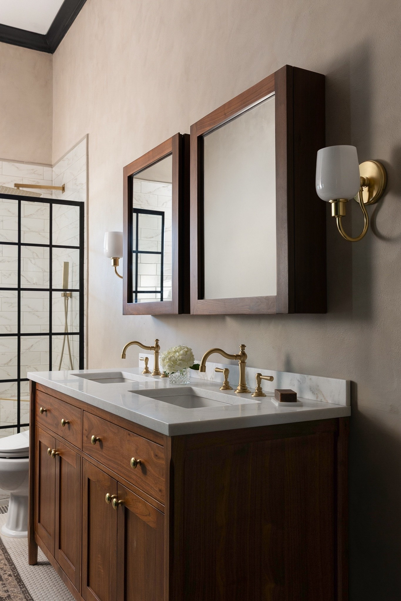 My parents’ bathroom makeover! It’s amazing what a little limewash, walnut, and brass can do for a room ✨

#LTKHome