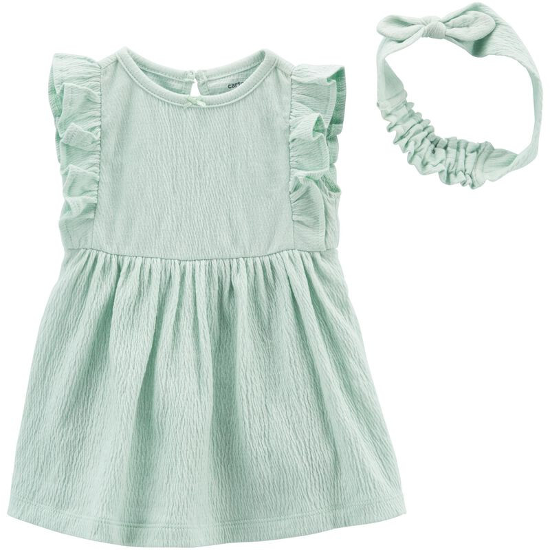 Baby 2-Piece Crinkle Jersey Bodysuit Dress & Headwrap | Carter's