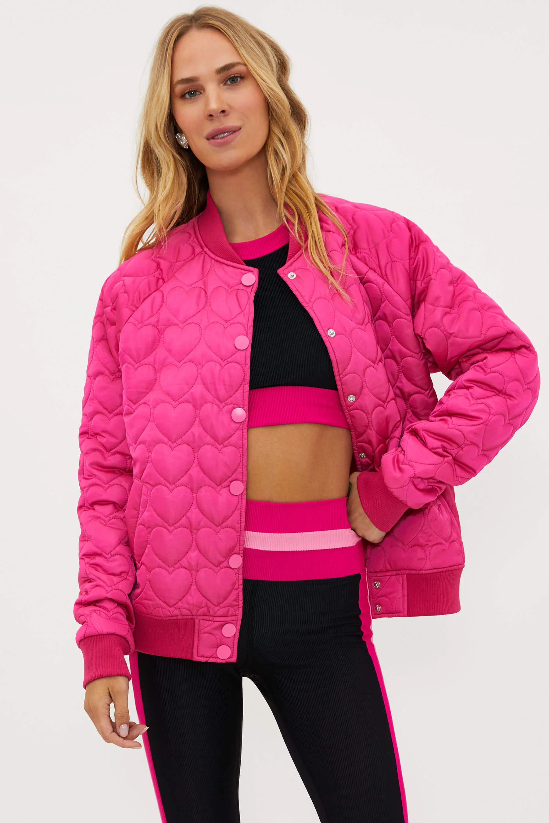 Flight Jacket Fuchsia Heart | Heart Jacket | Beach Riot | Beach Riot