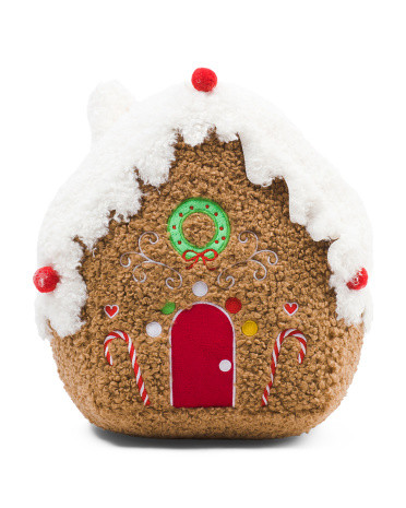 13in Teddy Christmas House Plush Cushion | TJ Maxx