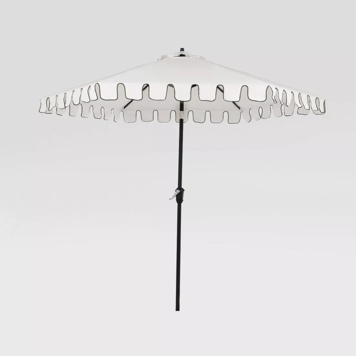 9' Hexagon Scalloped Outdoor Patio Market Umbrella Off-White with Black Pole - Threshold™ | Target