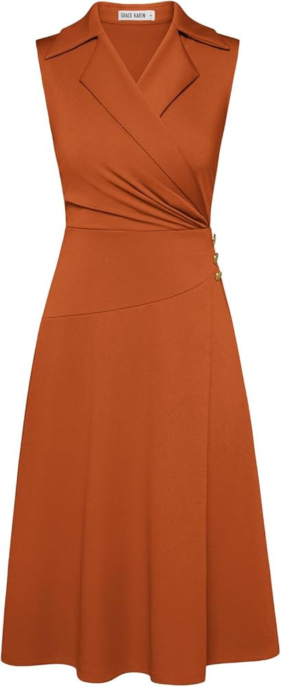 GRACE KARIN 2026 Work Midi Dresses for Women,Wrap Business Casual Funeral Outfit for Women,Weddin... | Amazon (US)