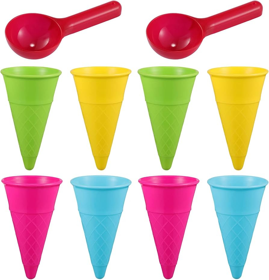 TOYANDONA 10pcs Plastic Ice Cream Cones Scoop Cones Beach Toy Kids Sand Mold Set Seaside Play San... | Amazon (US)