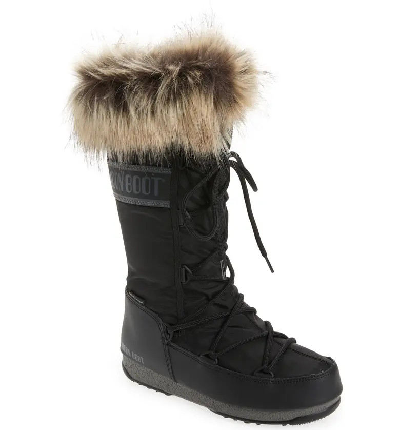 Moon Boot® MOON BOOT Monaco ProTECHt Waterproof Faux Fur Trim Boot | Nordstrom | Nordstrom