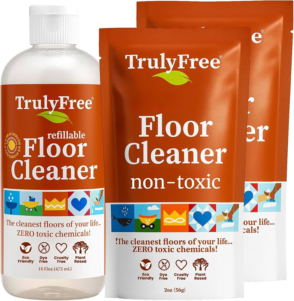 Truly Free Floor Cleaner Kit - Plant-Based Mopping Solution (16oz Reusable Empty Bottle + Two Pou... | Amazon (US)
