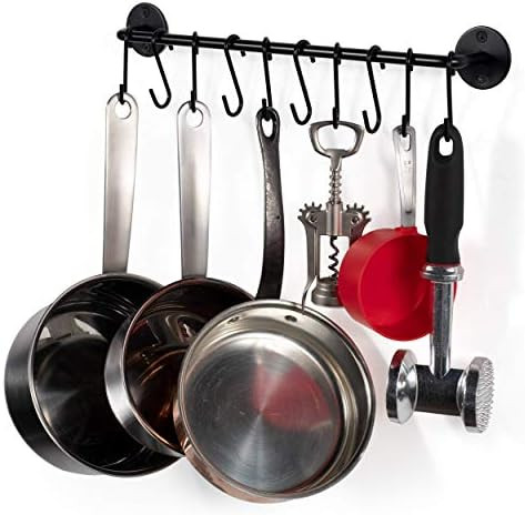 Wallniture Cucina 16" Wall Mount Kitchen Organization and Storage Rail with 10 S Hooks for Hanging P | Amazon (US)