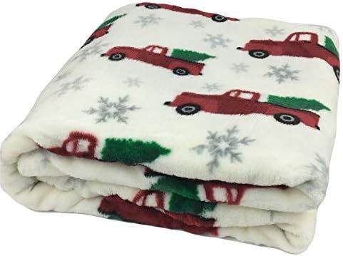 Morgan Home Christmas Velvet Plush Throw Blanket Red Trucks with Trees 50-inch x 60-inch Fashions | Amazon (US)