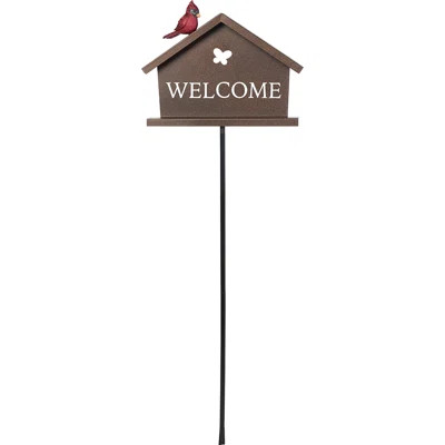 Everybirdies Welcome Decorative Metal Garden Stake with Resin Cardinal Accent Yard Decor | Wayfair North America