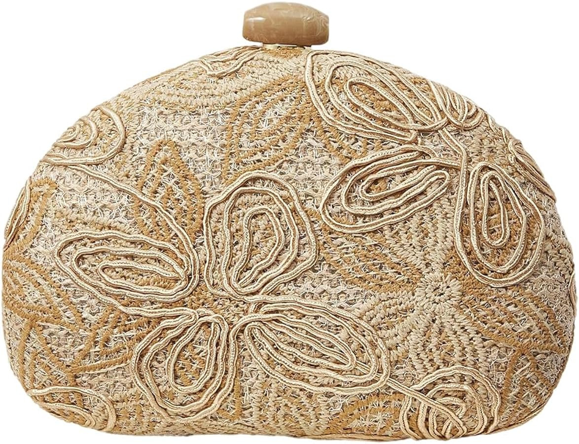 QWINEE Women's Shell Shaped Clutch Purse Ruched Mini Crossbody Bag Elegant Evening Handbag with C... | Amazon (US)