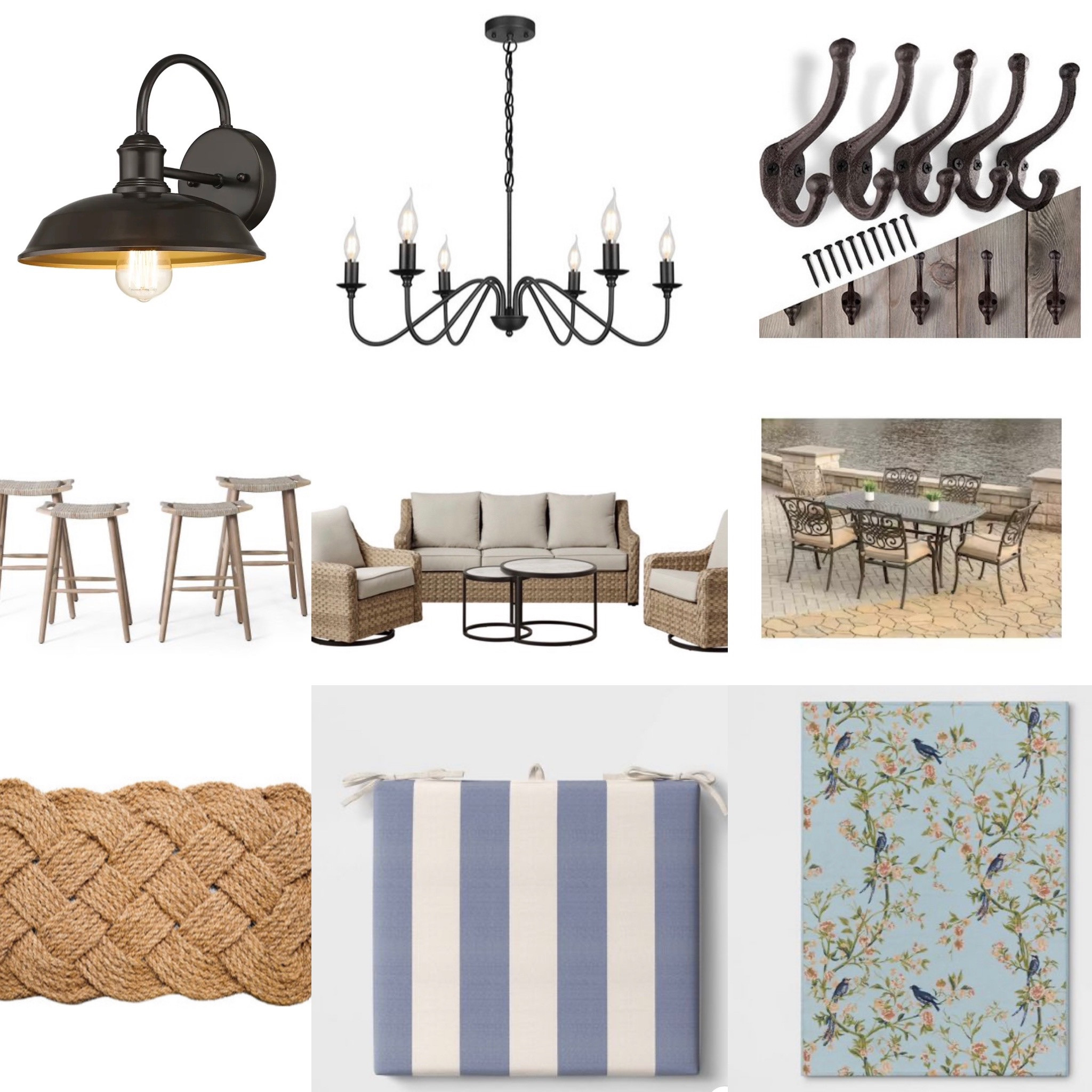 Outdoor patio 
Spring refresh
Bronze gooseneck outdoor light fixture
Outdoor bathroom
Pool bathroom
Coastal
6 light chandelier 
French country 
Cast aluminum bronze pool towel hooks for fence
Outdoor kitchen island
Counter height stools
Rattan
Wicker
Walmart
Patio set
Couch 
Two swivel chairs
Coffee tables
Tan
Restoration Hardware dupe 
6 chair patio dining set
Outdoor braided jute door mat
Amazon finds
Blue and white striped seat cushions
Target finds 
Blue birds and branches outdoor rug


#LTKhome #LTKFind #LTKSeasonal