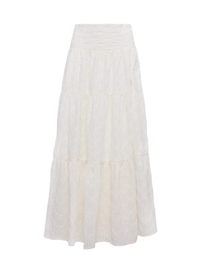 Silver Soul Embroidered Maxi Skirt Cream | Princess Polly US