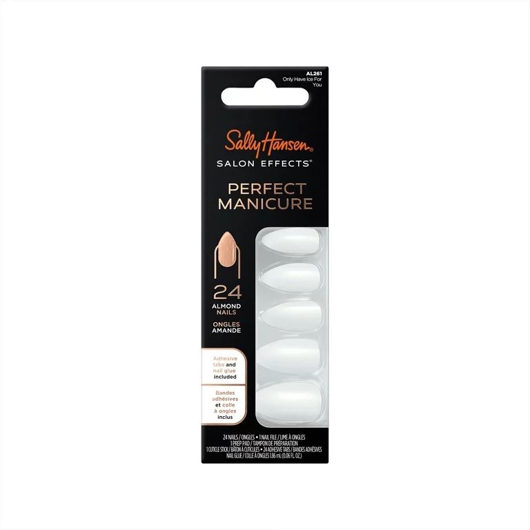 Sally Hansen Perfect Manicure Press On Nail Kit, Almond, Only Have Ice For You, 24pcs | Walmart (US)