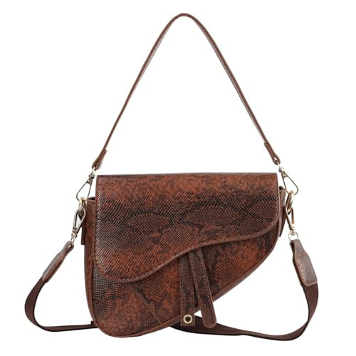 HDE Women's Saddle Shoulder Bag PU Leather Crossbody Purse Crocodile Handbag | Amazon (US)