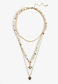 Neutral Beaded Layered Necklace | Maurices